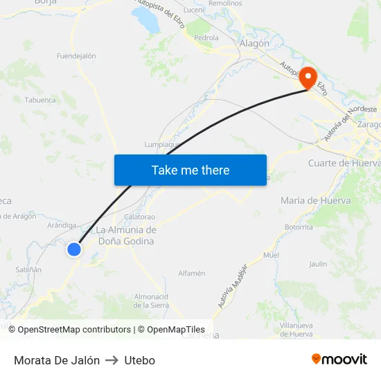 Morata De Jalón to Utebo map