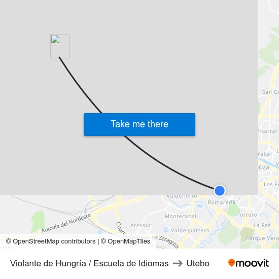 Violante de Hungría / Escuela de Idiomas to Utebo map