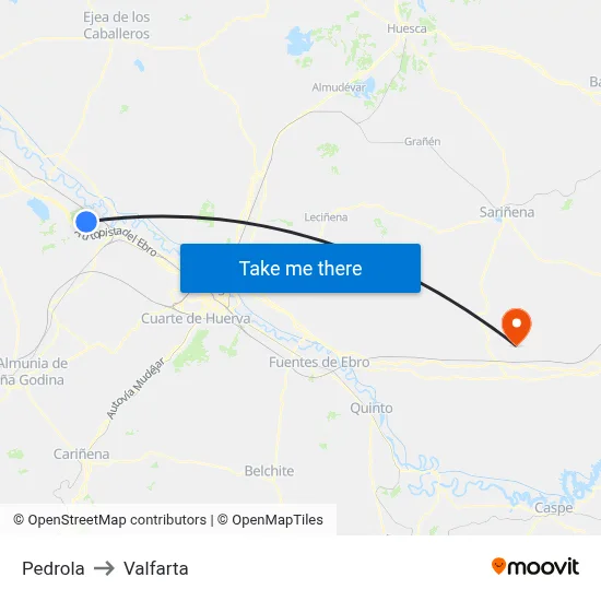 Pedrola to Valfarta map
