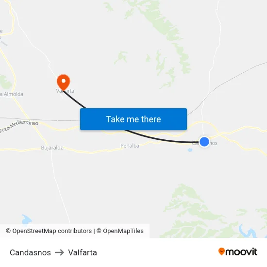 Candasnos to Valfarta map