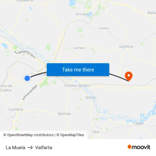 La Muela to Valfarta map
