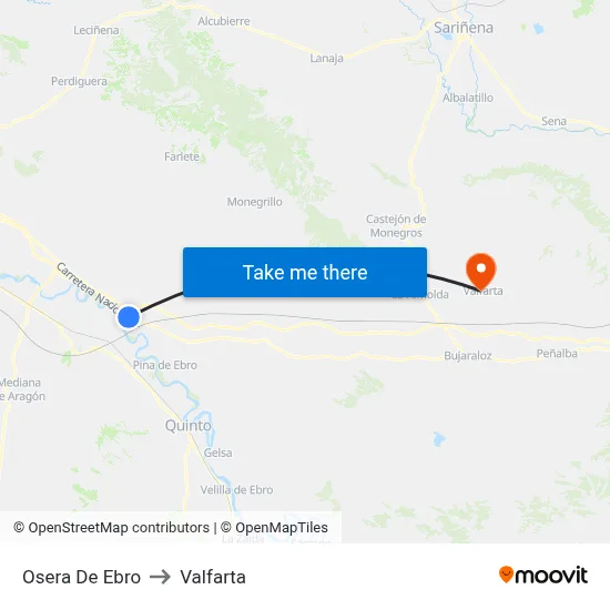 Osera De Ebro to Valfarta map