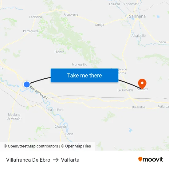 Villafranca De Ebro to Valfarta map