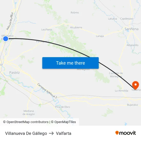 Villanueva De Gállego to Valfarta map