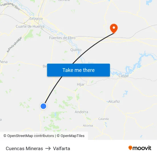 Cuencas Mineras to Valfarta map