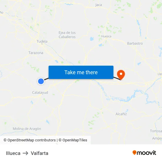 Illueca to Valfarta map