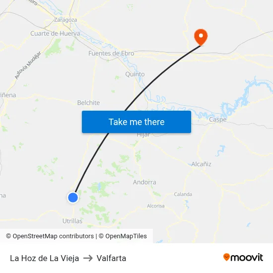 La Hoz de La Vieja to Valfarta map