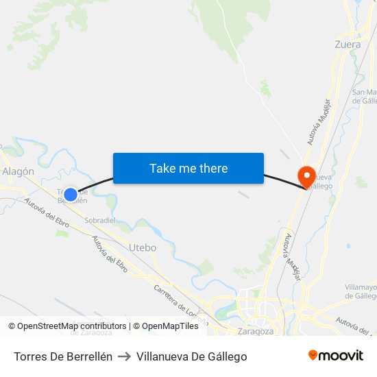 Torres De Berrellén to Villanueva De Gállego map