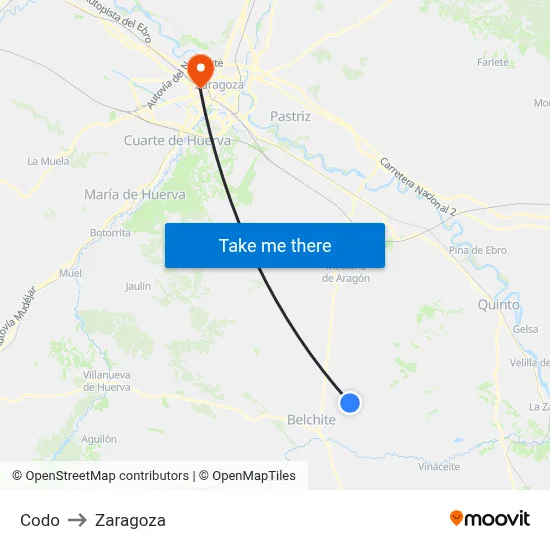 Codo to Zaragoza map
