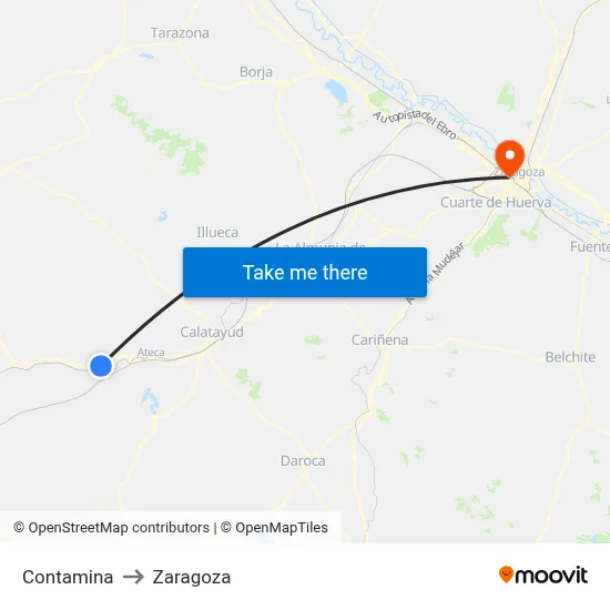 Contamina to Zaragoza map