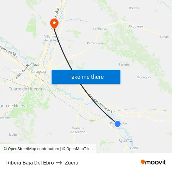 Ribera Baja Del Ebro to Zuera map