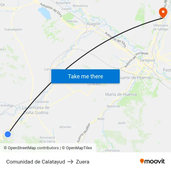 Comunidad de Calatayud to Zuera map