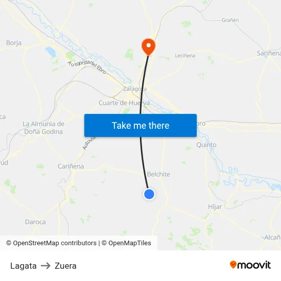 Lagata to Zuera map