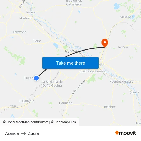 Aranda to Zuera map