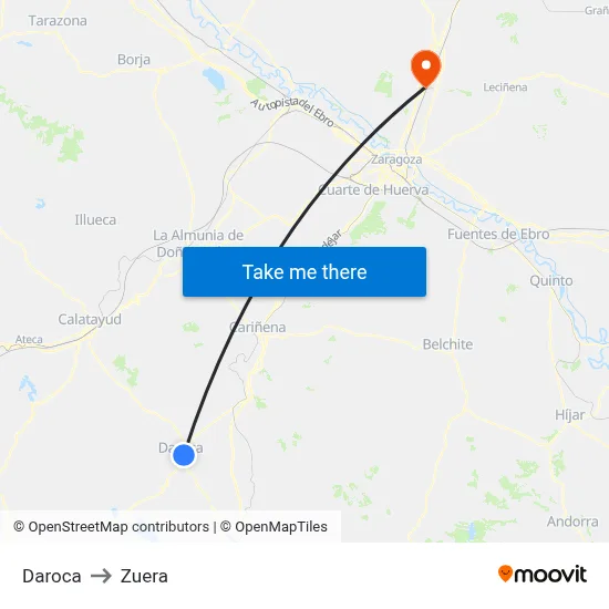 Daroca to Zuera map