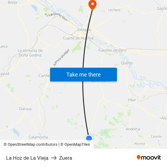 La Hoz de La Vieja to Zuera map