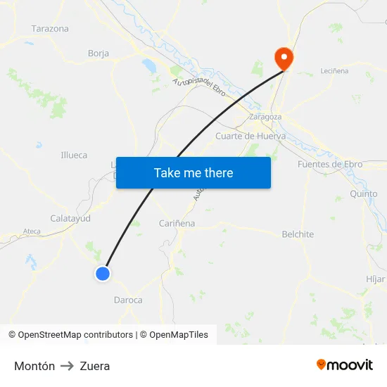 Montón to Zuera map