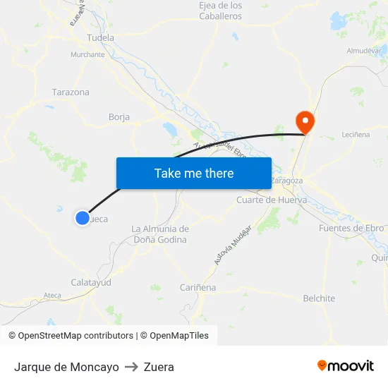Jarque de Moncayo to Zuera map