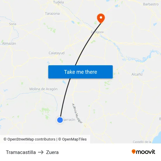 Tramacastilla to Zuera map