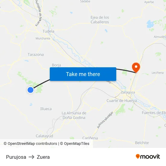 Purujosa to Zuera map
