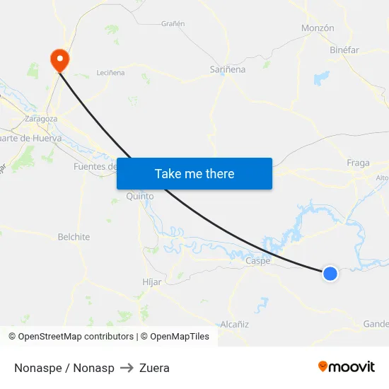 Nonaspe / Nonasp to Zuera map