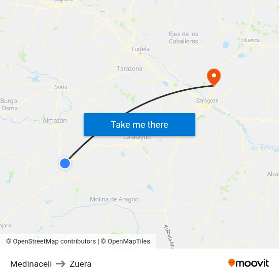 Medinaceli to Zuera map