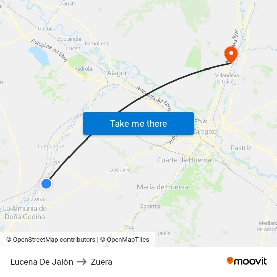 Lucena De Jalón to Zuera map