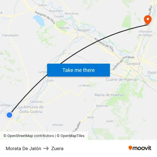 Morata De Jalón to Zuera map