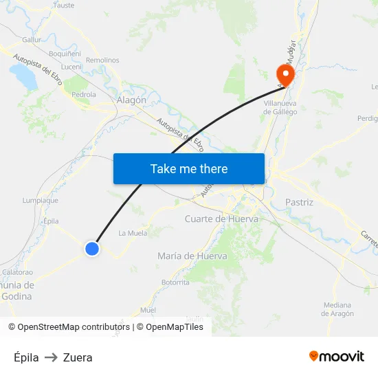 Épila to Zuera map