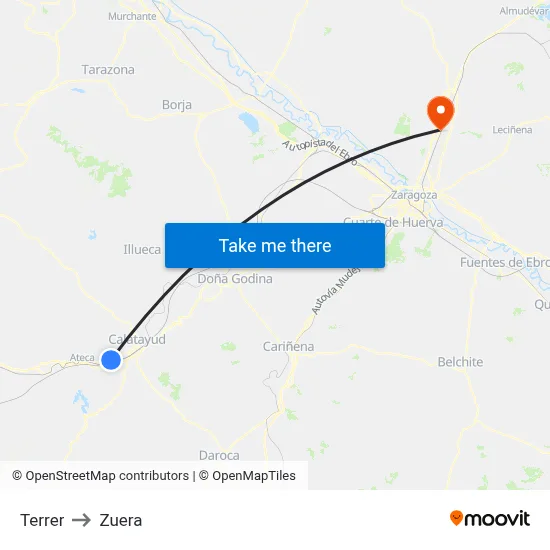 Terrer to Zuera map