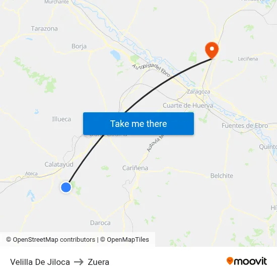 Velilla De Jiloca to Zuera map