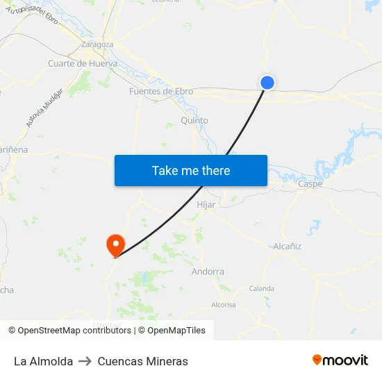 La Almolda to Cuencas Mineras map