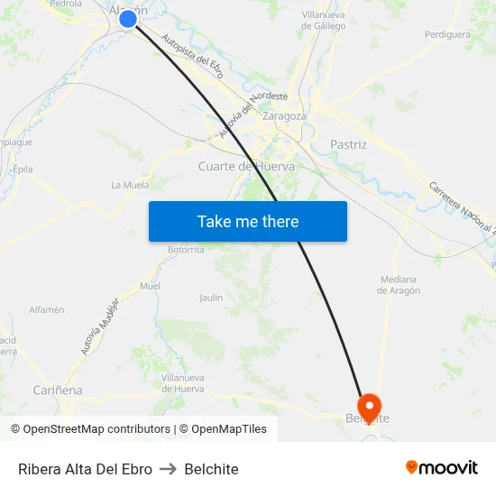 Ribera Alta Del Ebro to Belchite map