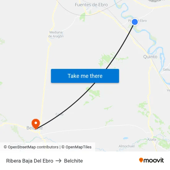 Ribera Baja Del Ebro to Belchite map