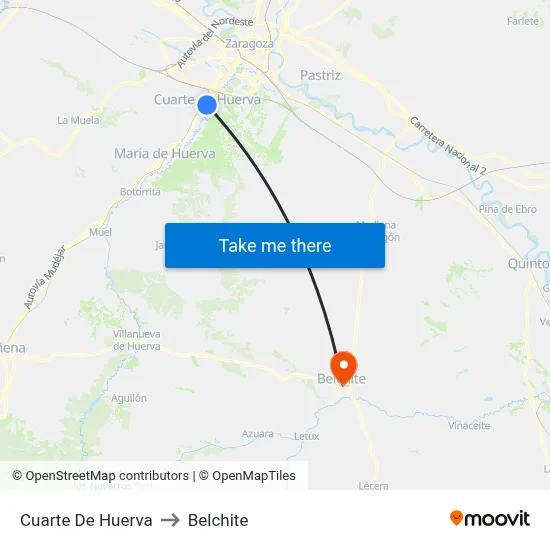 Cuarte De Huerva to Belchite map