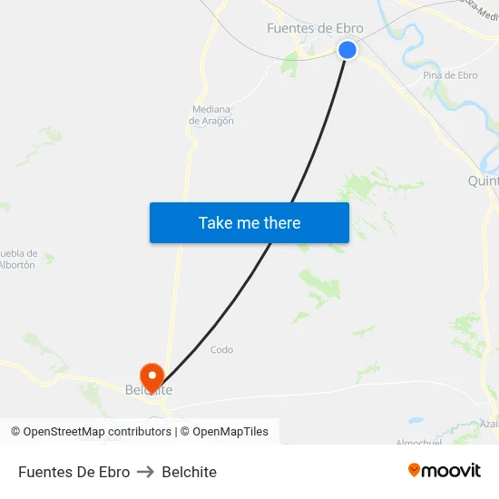 Fuentes De Ebro to Belchite map