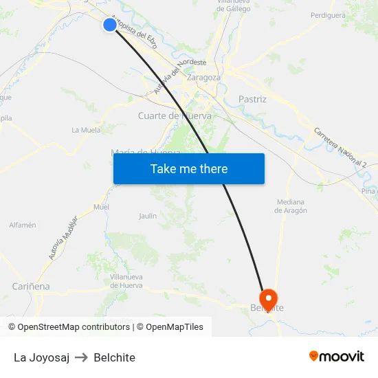 La Joyosaj to Belchite map