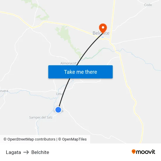 Lagata to Belchite map