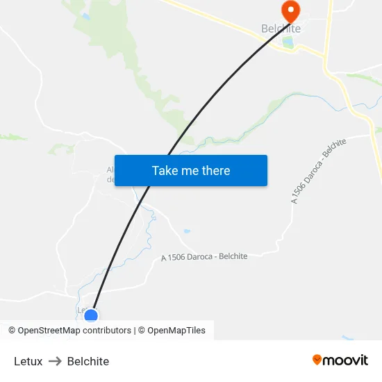 Letux to Belchite map