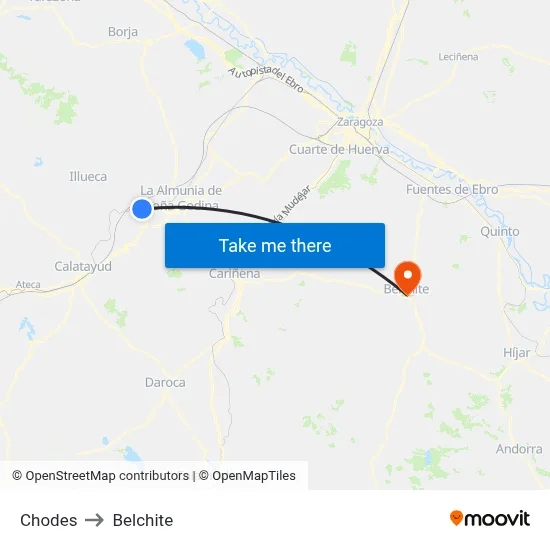Chodes to Belchite map