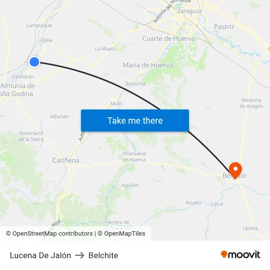Lucena De Jalón to Belchite map