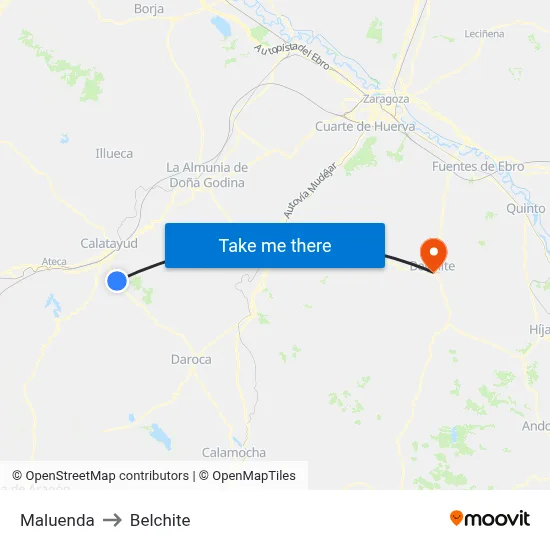 Maluenda to Belchite map