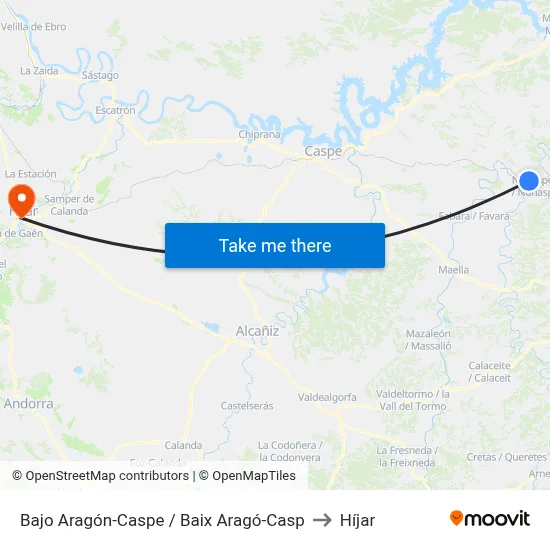 Bajo Aragón-Caspe / Baix Aragó-Casp to Híjar map