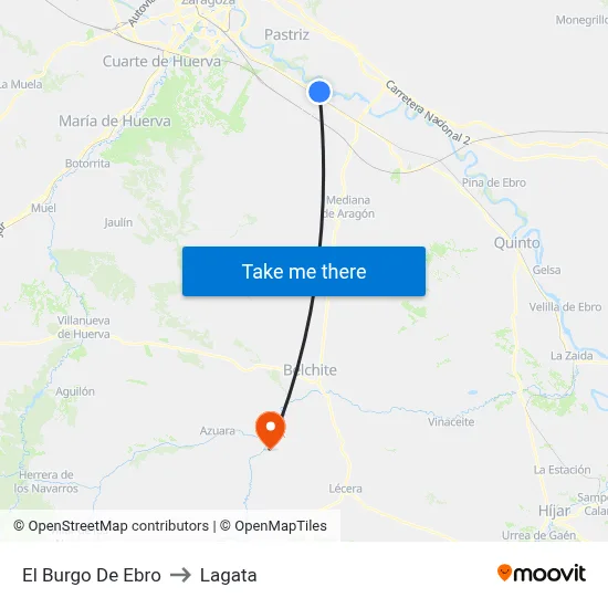 El Burgo De Ebro to Lagata map