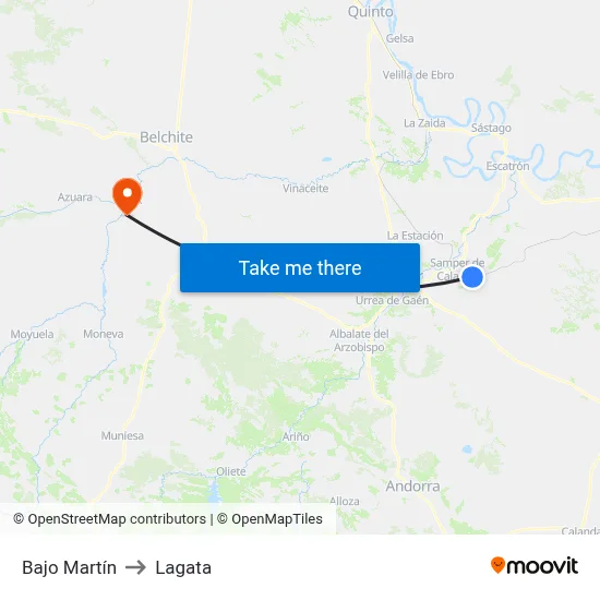 Bajo Martín to Lagata map