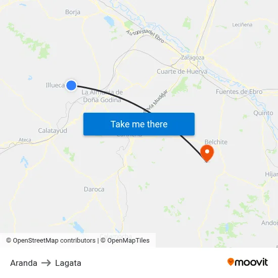 Aranda to Lagata map