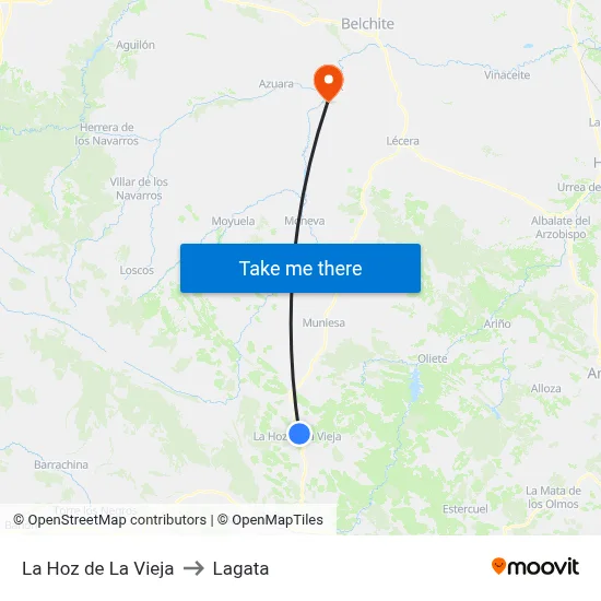 La Hoz de La Vieja to Lagata map