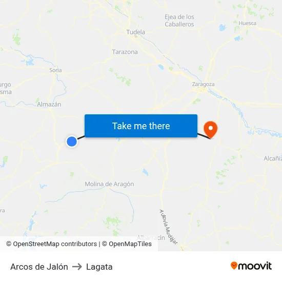 Arcos de Jalón to Lagata map