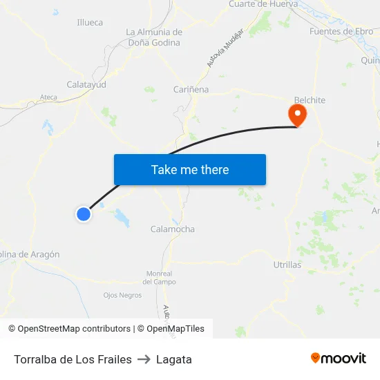 Torralba de Los Frailes to Lagata map