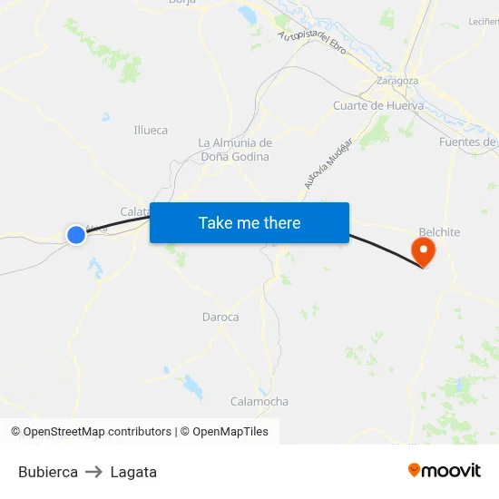 Bubierca to Lagata map